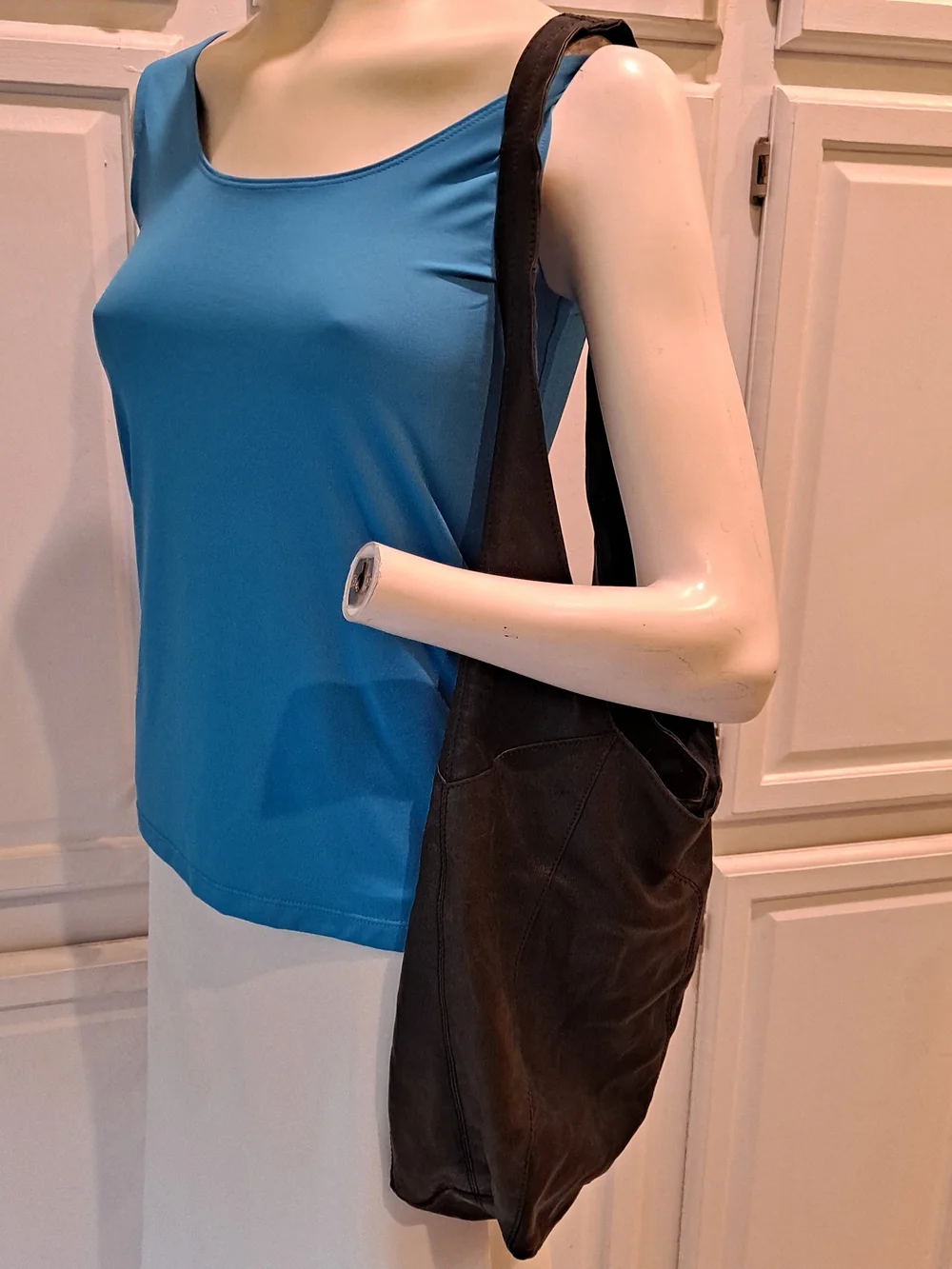 Lucky Brand Black Leather Slouchy Y2k Hobo Shoulder Bag Lightweight Roomy